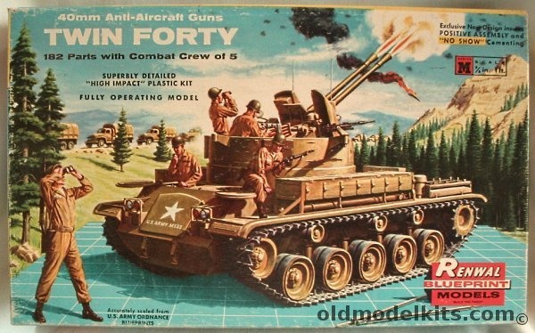 Renwal 1/32 M-42 Twin Forty 40mm Anti-Aircraft Gun, M555-198 plastic model kit